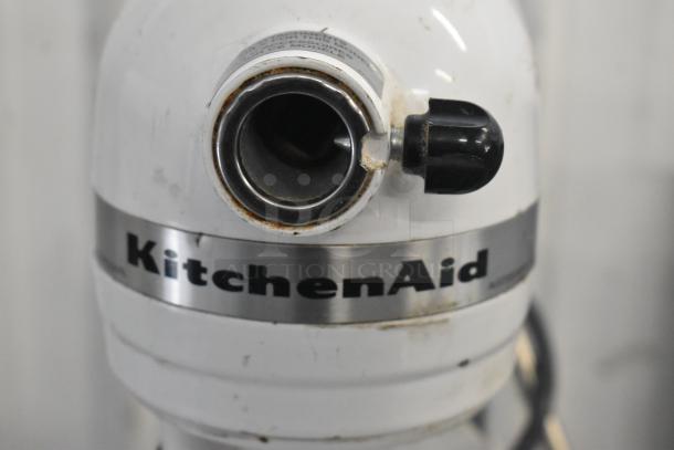 KitchenAid KSM5OP metal mixer, 5-quart, worn finish, 115V, 1 phase, visible rusty areas, KitchenAid branding clearly shown.