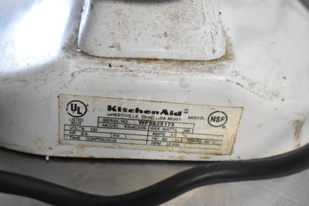 KitchenAid KSMC50S metal countertop mixer, 5-quart, 115 volts, includes 2 dough hooks and 1 paddle. Serial #WP2655179.