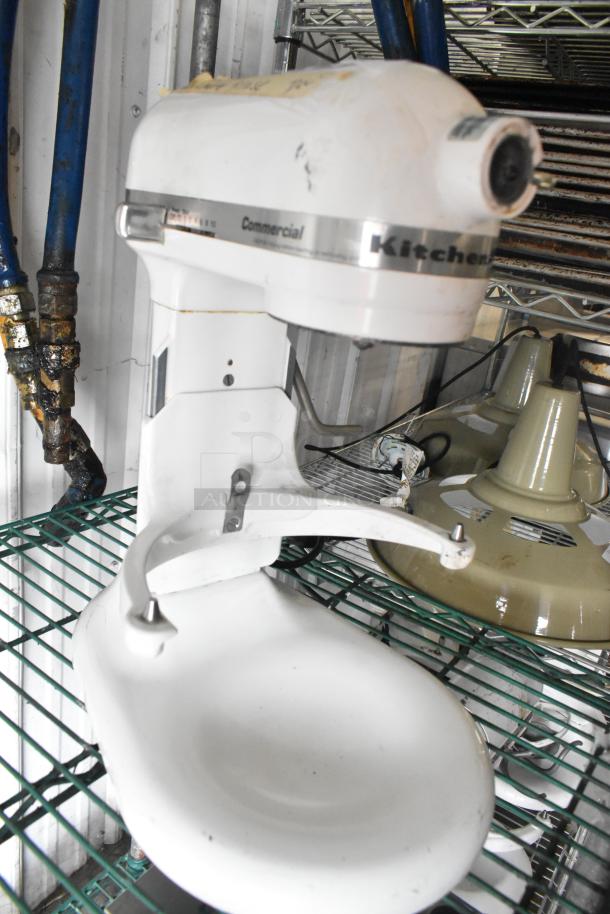 KitchenAid KM25G Metal Countertop 5 Quart Dough Mixer, white, with dough hook, 120V, 1 Phase, used condition.