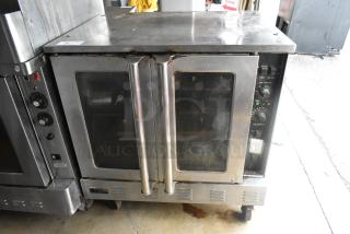 2017 Copper Beech CBCO-G convection oven, stainless steel, natural gas, view-through doors, racks, thermostatic controls. 54,000 BTU.
