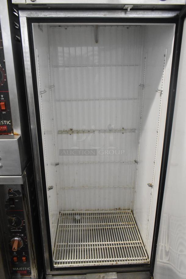 True T-19F commercial freezer, stainless steel, single door, interior wire shelves, 115V, used condition.