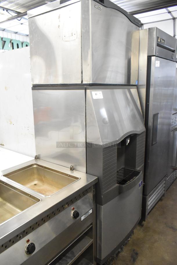 Scotsman Prodigy C0530SW-1C ice head on Manitowoc bin, stainless steel, 115V, 1 phase, commercial use.
