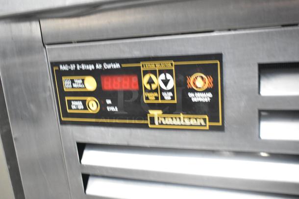 Traulsen RAC-37 Stainless Steel Commercial 2-Door Air Curtain Cooler, digital controls visible, 120V, 1 Phase.
