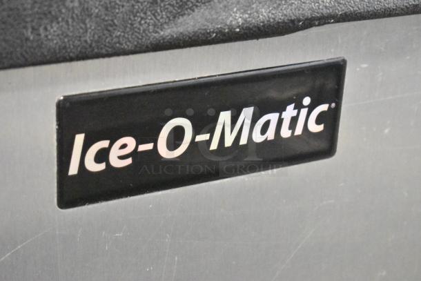 2016 Ice O Matic MFI0500A2 stainless steel commercial ice head on bin, 115V, 1 phase; Ice-O-Matic label shown.