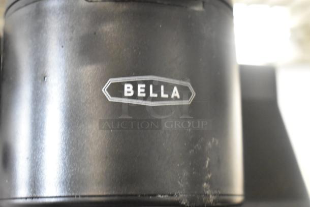 Bella TSK-1187R5B single cup coffee machine, black finish, visible logo. Model for 120V, 1 phase. Signs of wear.