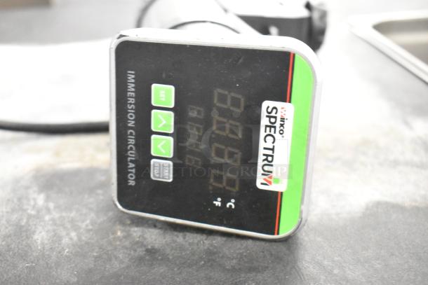 Winco Spectrum ESVI-1 Immersion Circulator, digital display, buttons for settings, 120 volts, 1 phase, black and green panel.