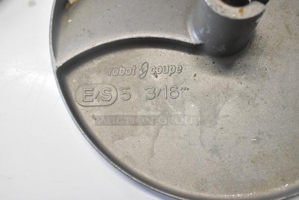 Robot Coupe component, marked E/S 5 3/16", metal, circular with a central hub, used for food processing.