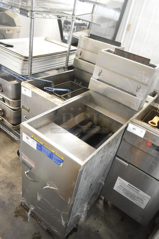 2016 Pitco Frialator 35C stainless steel floor style deep fat fryer, natural gas, 90,000 BTU, on casters, used condition.