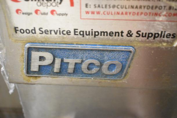 2016 Pitco Frialator 35C stainless steel deep fat fryer, natural gas, 90,000 BTU, on casters. Visible "Pitco" branding.