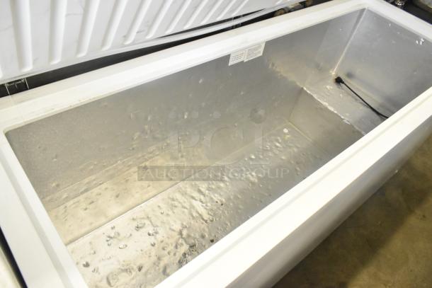Galaxy 177CF20HC metal chest freezer with hinge lid, 115 volts, 1 phase. Spacious interior, good condition.