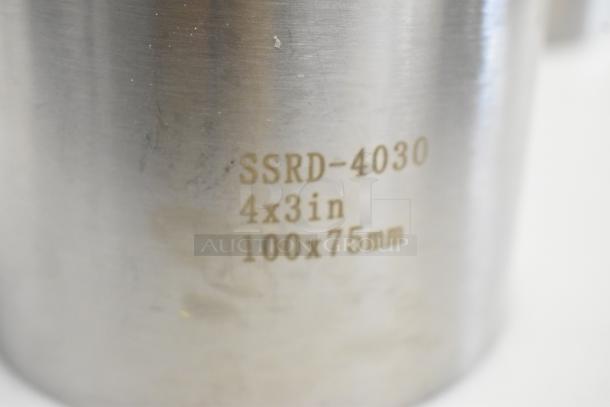Fat Daddio's SSRD-4030 stainless steel cake ring mold, 4x3 in, brand new. Markings show size in inches and mm.