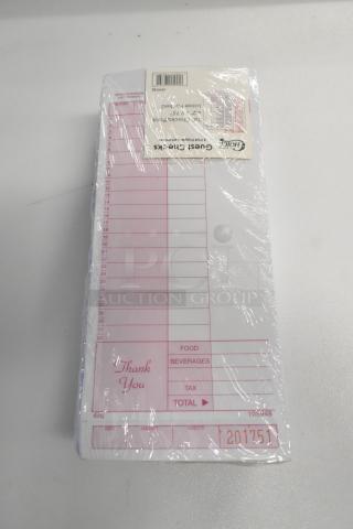 9 new Choice 999948 guest checks, wrapped, slight dents. Includes food, beverages, total sections. Ideal for restaurants.
