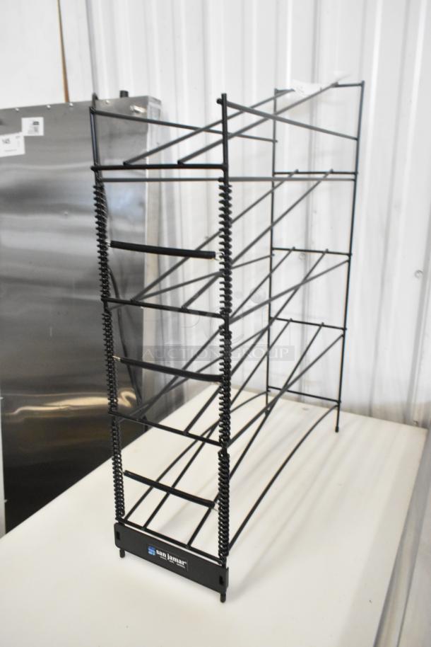 Brand new San Jamar 102110 black rack, Choice make, scratch and dent condition, wire construction, logo visible.