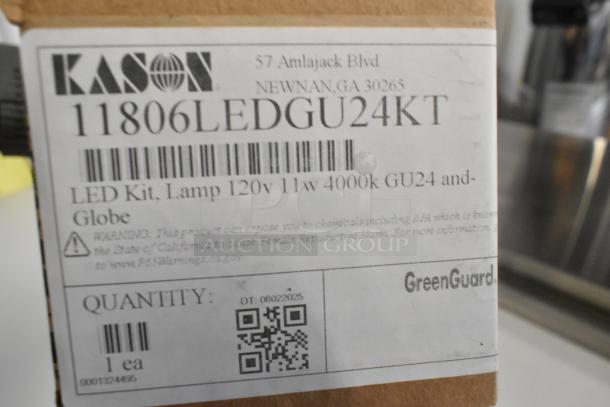 BRAND NEW Kason 11806LEDGU24KT LED Lamp Kit, 120V 11W 4000K GU24, in original packaging with label details.