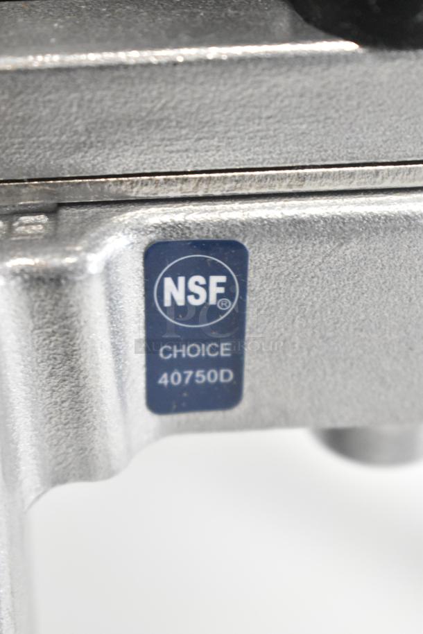 Brand new Choice 40750D vegetable dicer with minor scratches and dents, 1/2" cut, NSF certified label visible.