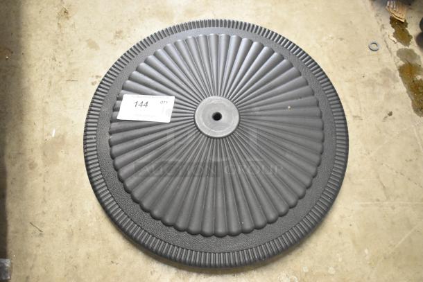 BRAND NEW SCRATCH AND DENT! Choice black umbrella base with textured design. Slight imperfections visible. Item tag: 144.