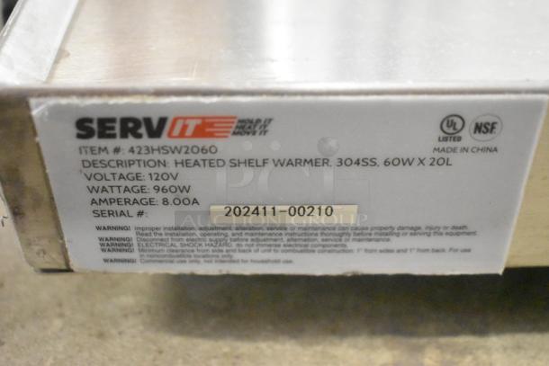 BRAND NEW ServIt 423HSW2060 60" Stainless Steel Heated Shelf Warmer, 120V, 960W, 1 Phase. Scratch and Dent condition.