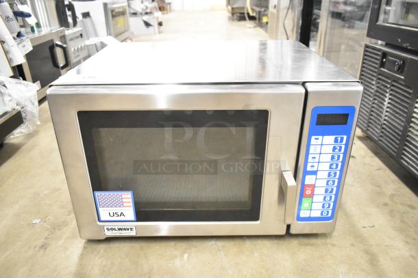Brand new 2025 Solwave SWA21T commercial microwave, stainless steel, push button controls, 208/240V, USA made.