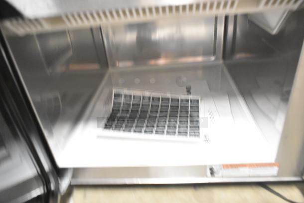 2025 Solwave SWA21T stainless steel commercial microwave, new condition with scratch and dent, push button controls, 208/240V.