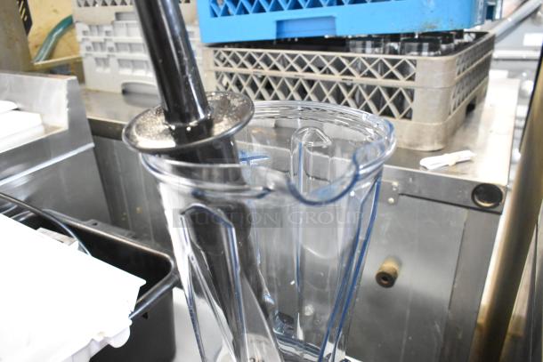 Brand new 2024 VitaMix VM0101D commercial blender. Metal base, scratch and dent, 120V, 1 phase, clear pitcher shown.