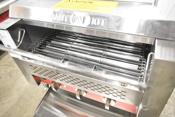 Brand new Avantco 184T3600D conveyor toaster, 14.5" wide, 3" opening, 1200 slices/hr, 240V, single phase, minor scratches.