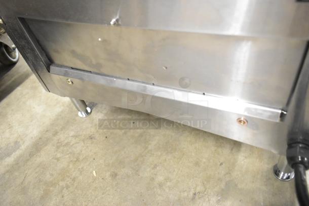 Brand new Avantco 184T3600D commercial conveyor toaster, 14.5" wide, 3" opening, minor dents visible, 1200 slices/hour.