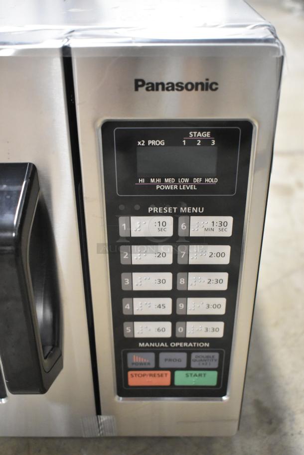 BRAND NEW Panasonic NE-1054F Stainless Steel Commercial Microwave, scratch and dent, 120V, 1 Phase, preset menu display.
