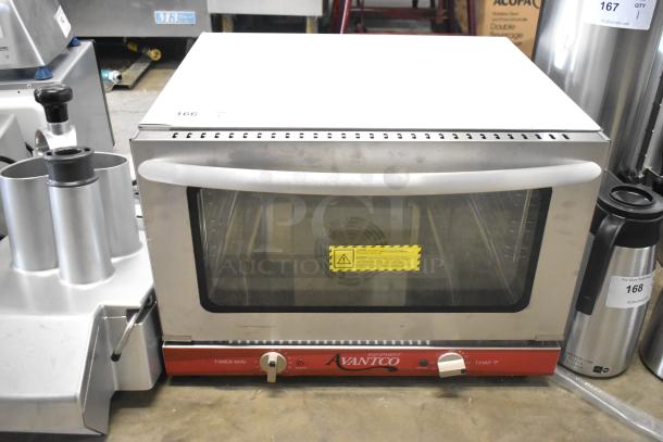 Avantco 177CO16 stainless steel convection oven, half-size, brand new with scratch and dent, 1.5 cu. ft., 120V, 1 phase.