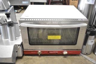 Avantco 177CO16 stainless steel convection oven, half-size, brand new with scratch and dent, 1.5 cu. ft., 120V, 1 phase.