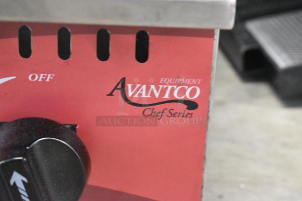 Brand new Avantco 177CAGR212 12" 2-burner gas range, 50,000 BTU, scratch and dent, stainless steel, Chef Series branding.