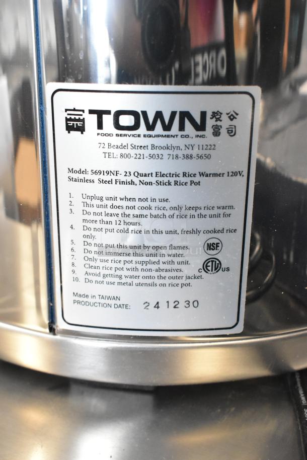 BRAND NEW Town 56919NF 92 Cup Stainless Steel Electric Rice Warmer, non-stick pot, scratch and dent, model 56919NF.