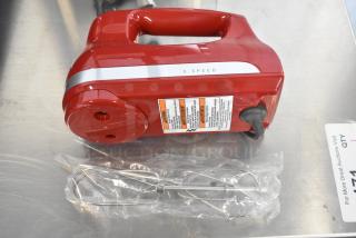 Brand new KitchenAid KHM512ER hand mixer in Empire Red. Features 5 speeds, stainless steel beaters. Scratch and dent condition.