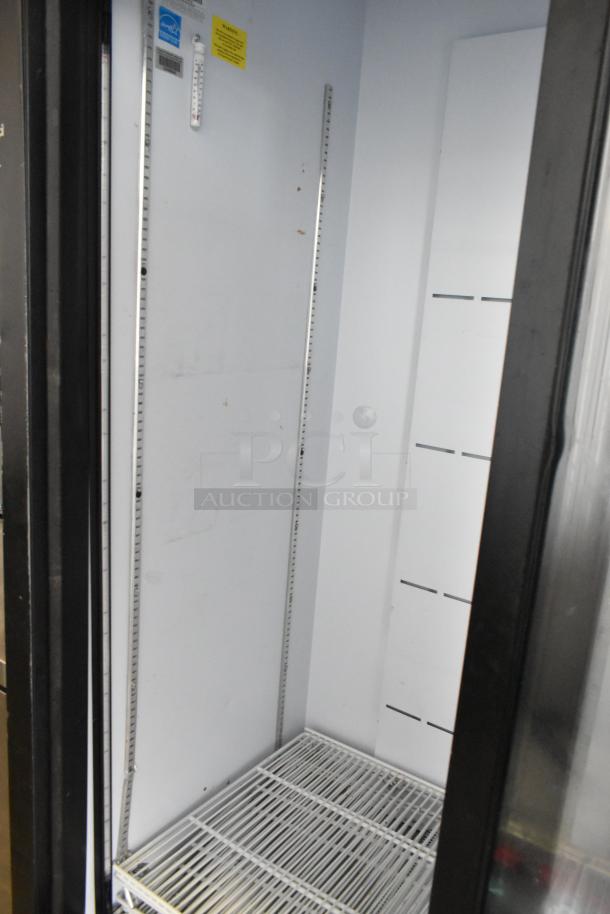 QBD CD45-HC metal 2-door commercial cooler, poly-coated racks, 115V, 1 phase, interior view.