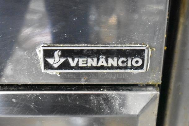 2022 Venancio RFB50 stainless steel commercial fryer, natural gas, 30,000 BTU, includes metal fry basket, visible Venancio logo.