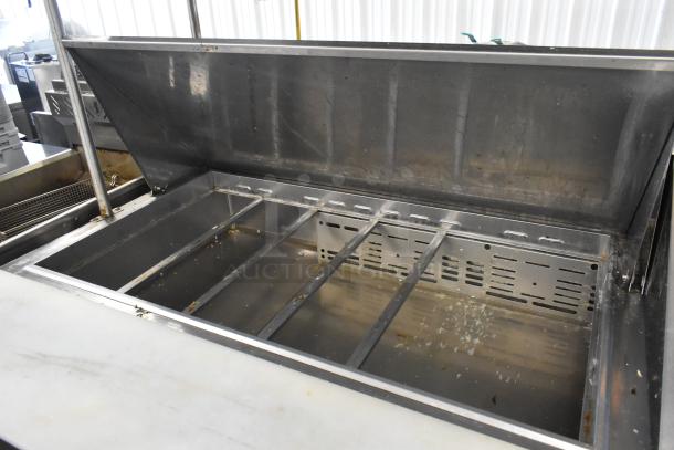 Turbo Air MST-72-30 stainless steel prep table with two-tier overshelf, showing interior. Model: MST-72-30, 115V, 1 Phase.