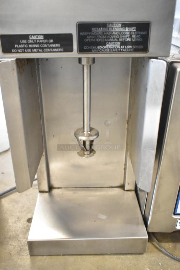 Duke Stainless Steel Frozen Drink Mixer, 115V, 1 Phase, commercial countertop model, visible caution labels, gently used.