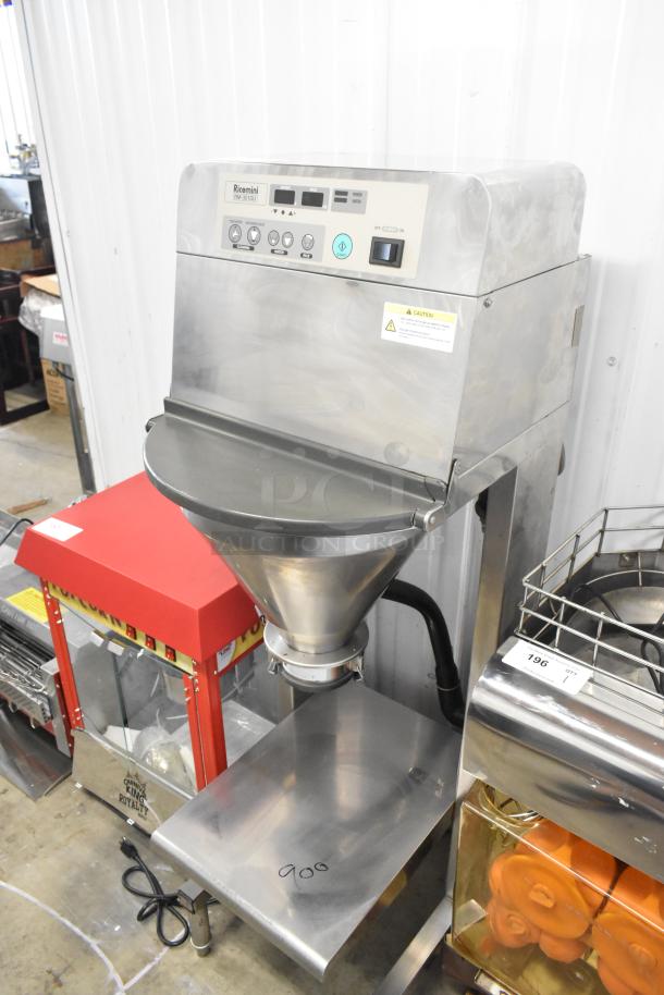 Ricemini RM-301DU stainless steel rice washing machine, 115V, 1 phase, commercial floor style, control panel visible, used condition.