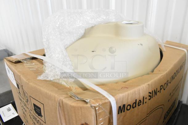2 brand new scratch and dent SIN-POR-UNDOVLWHT-1714 undermount vanity sinks in original packaging.