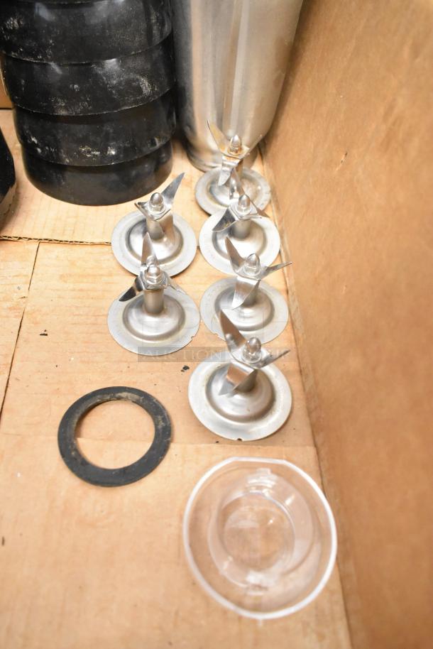 NuBlend BB180P Blender components with extra blades, gaskets, and jug in used condition. 115 Volts, 1 Phase.