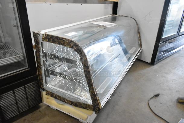 KoolMore CDC-8C-WH countertop bakery display fridge in white, 8 cu. ft., visible scratches and dents, 115 volts, 1 phase.