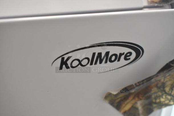 BRAND NEW KoolMore CDC-8C-WH countertop bakery display refrigerator, 8 cu. ft., white. Visible KoolMore logo.