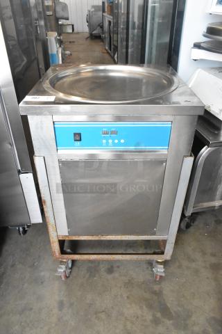 Stainless Steel Commercial Rolled Ice Cream Station on Commercial Casters. 115 Volts, 1 Phase. - Item #1197181