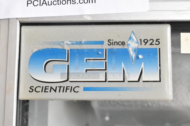 GEM CTR Metal Mini Cooler Merchandiser label, model CTR, 115 volts, 1 phase, showcasing GEM's brand since 1925.