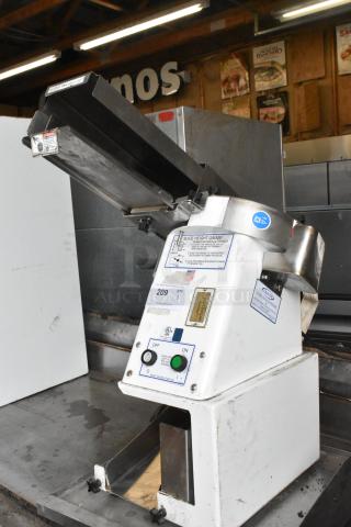 Oliver 723 Metal Commercial Countertop Bagel Slicer, 115 Volts, 1 Phase, with operational controls and slice height gauge label.