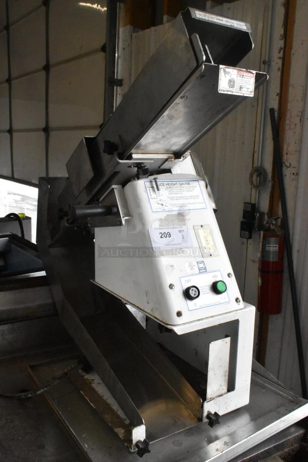 Oliver 723 Metal Commercial Countertop Bagel Slicer. 115 Volts, 1 Phase. Features on/off switch. Used condition.