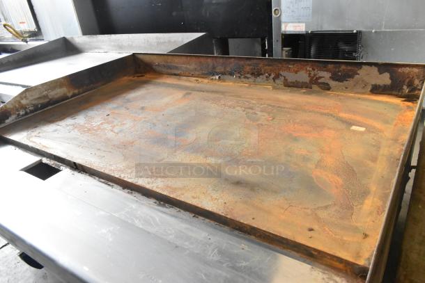 Standard Range SR-G36-M stainless steel commercial countertop natural gas flat top griddle, used condition with visible rust.