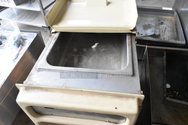 Taylor 450-12 commercial countertop frozen beverage machine, single flavor, 115V, 1 phase, visible wear, lid open.