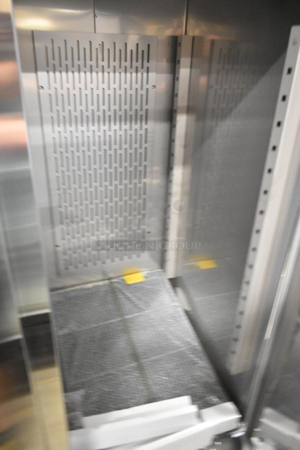 Brand new Avantco 178SS3FHC stainless steel 3-door cooler, with poly-coated racks and commercial casters. Scratch and dent item.