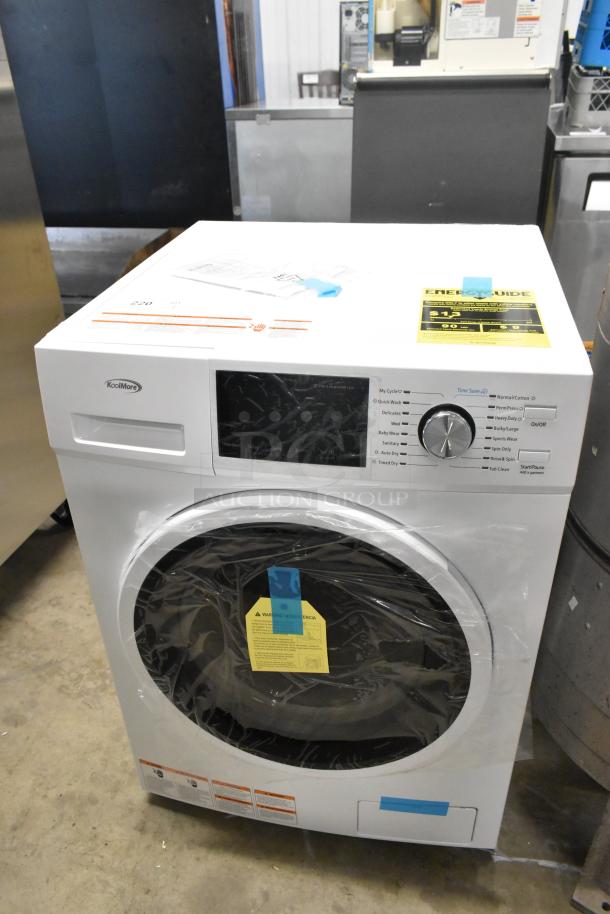 KoolMore FLC-3CWH 2.7 cu. ft. washer & dryer combo, white, brand new scratch and dent, 120V, 1 phase, Energy Guide label visible.