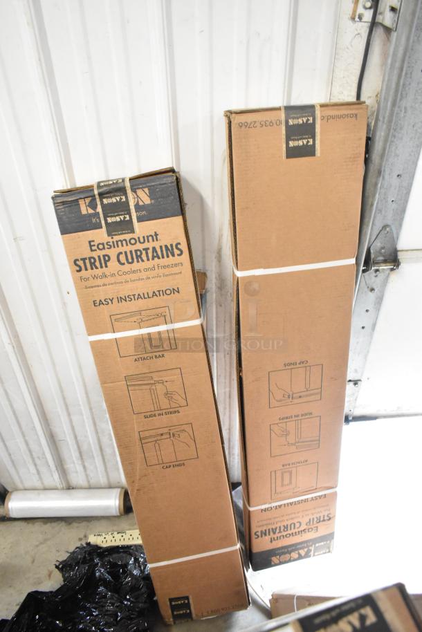 Brand new Kason Easimount strip curtains for walk-ins. Includes 401 and 402 models. Easy installation guide visible.
